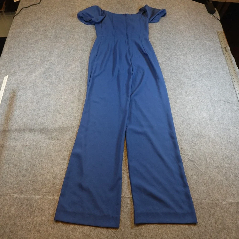 Lilly Pulitzer Jumpsuit Women 6 NWT Navy Blue Jada Puff Sleeve Wide Leg